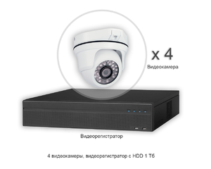 Установить видеонаблюдение - 4 HD камеры, регистратор с HDD 1 Тб