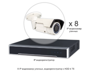 Установить видеонаблюдение - 8 IP уличных камер 2 Мп, регистратор с HDD 2 Тб